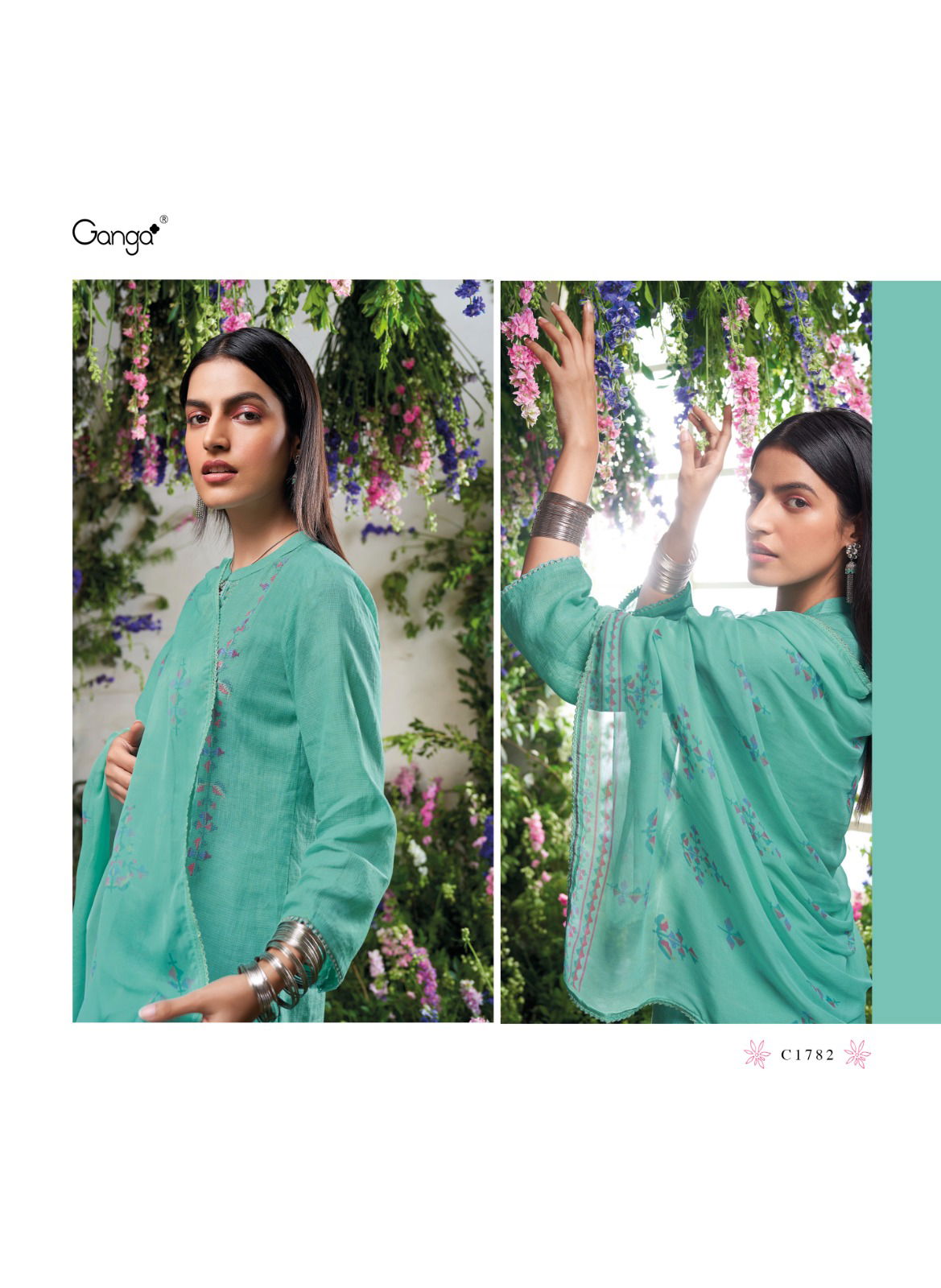 Shelah By Ganga Linen Solid Embroidery Dress Material Wholesale Market IN Surat